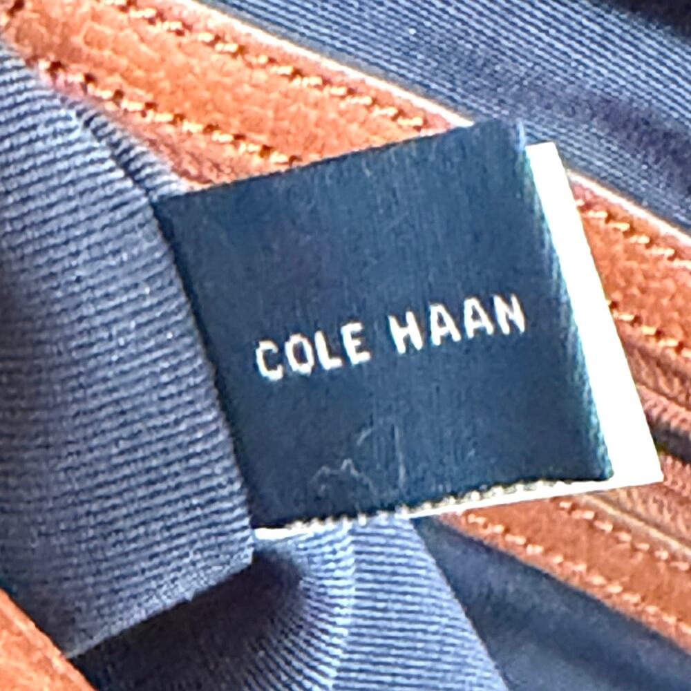 Cole Haan brown pebbled leather satchel tote belted detail - Picture 3 of 16